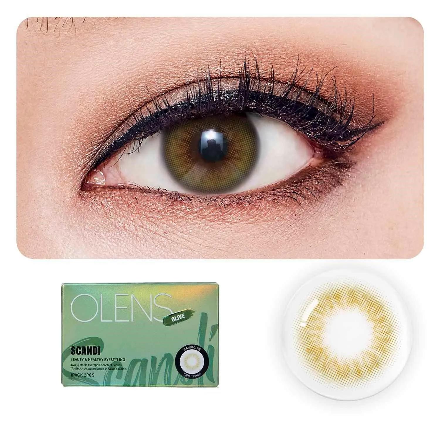 O-Lens Scandi Monthly Coloured Contact Lenses - Olive (0.00)