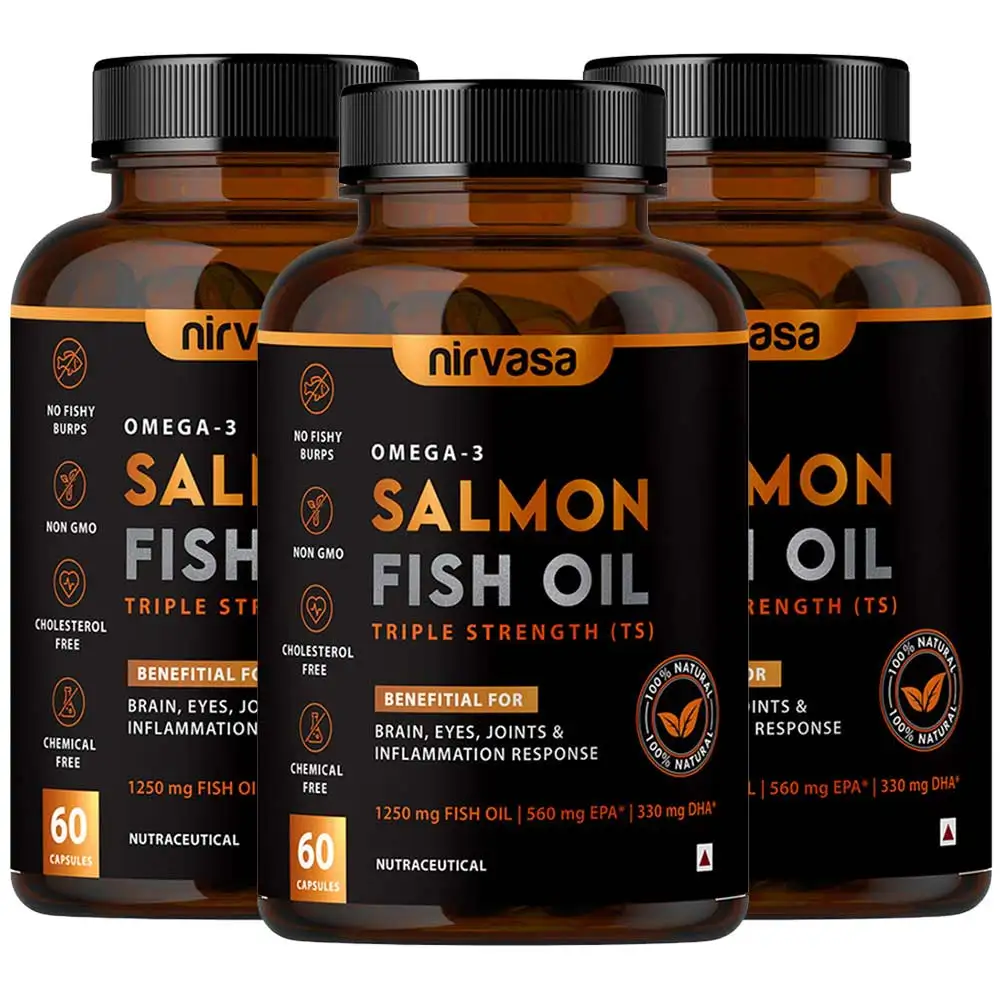 Nirvasa Salmon Fish Oil Triple Strength (Pack of 3),  60 capsules