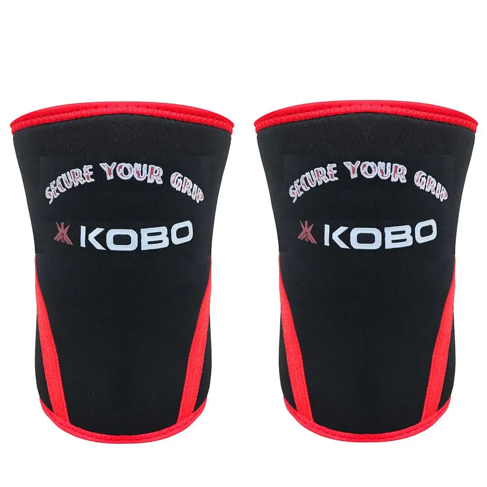 KOBO Weight Lifting Knee Wraps Bandages,  Black & Red  Small