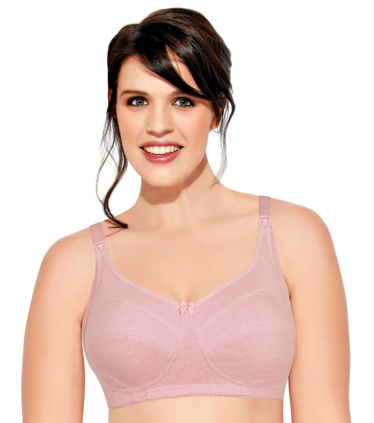 Enamor MT02 Sectioned Lift & Support Nursing Bra - Non-Padded Wirefree High Coverage - Pink (34B)