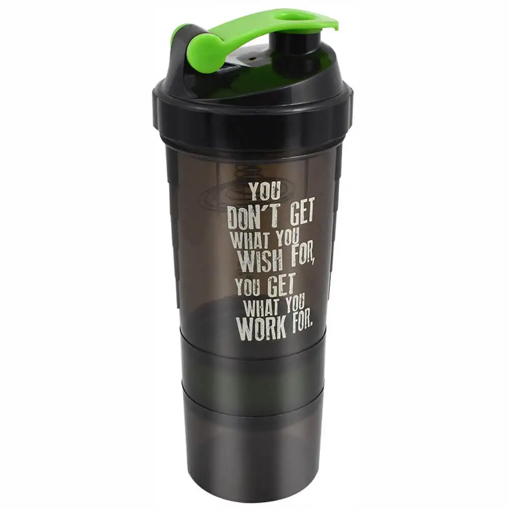 Greenbee Protein Shaker,  Green Black (Pill Storage)  500 ml