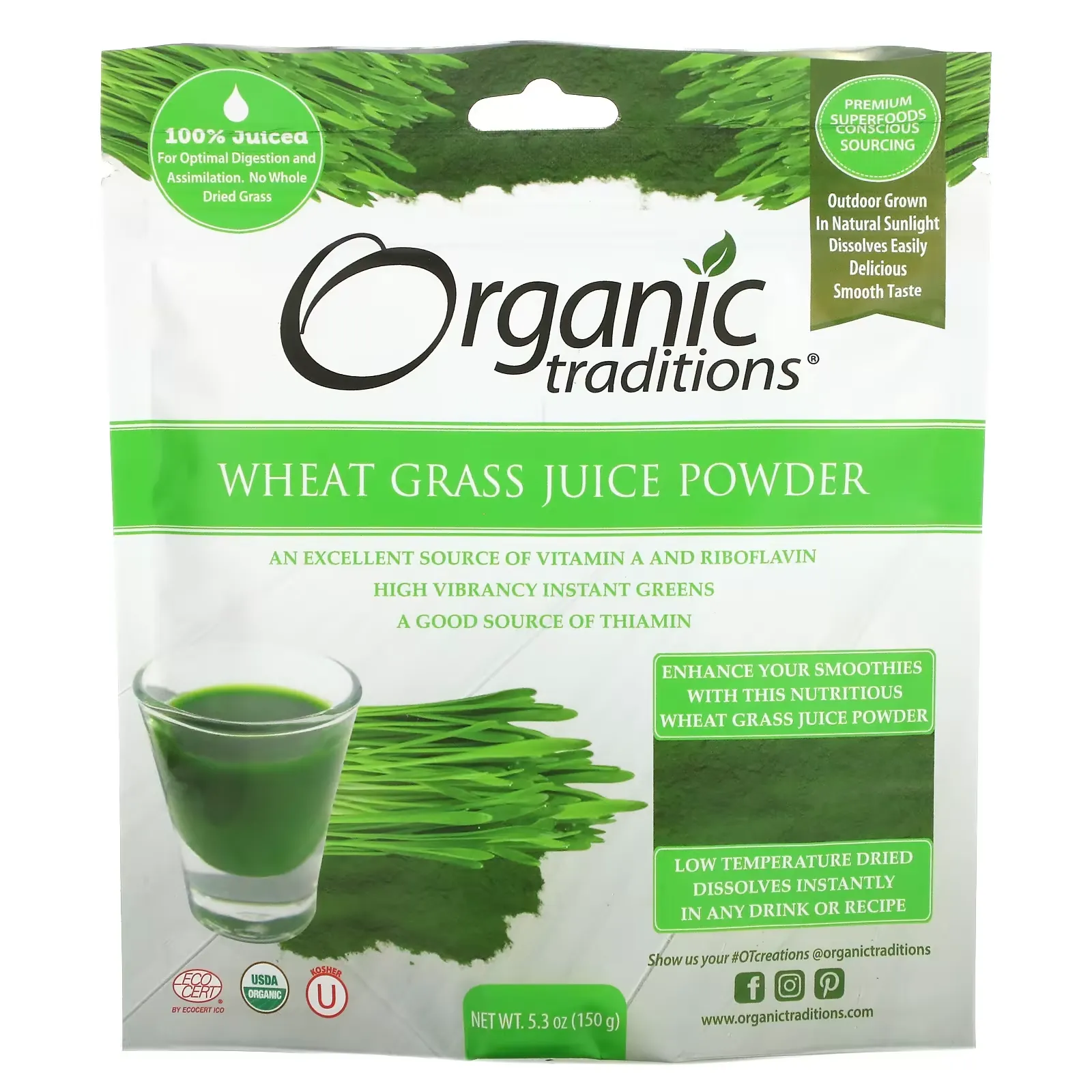 Wheat Grass Juice Powder,  5.3 oz (150 g)