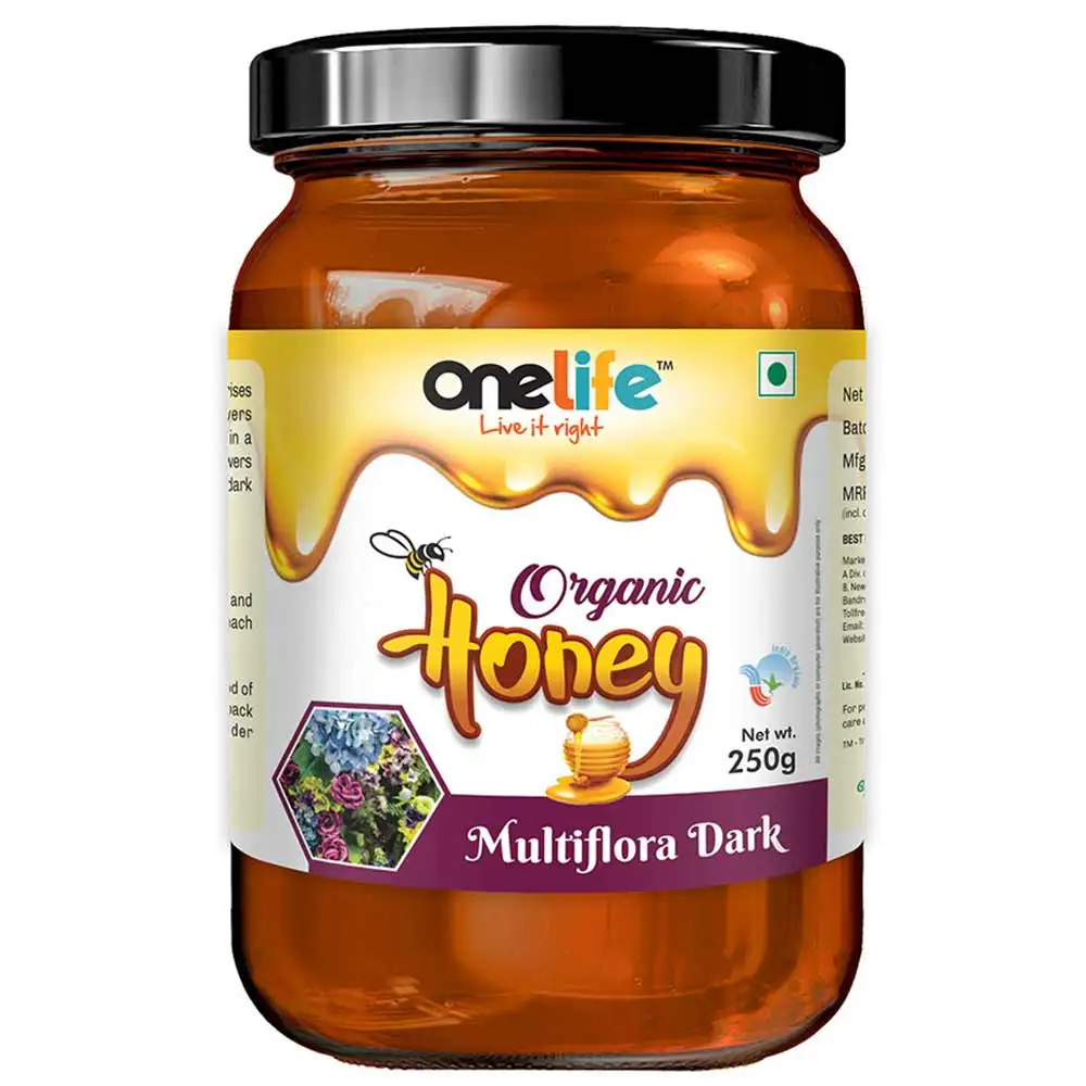 OneLife Organic Honey,  250 g  Multiflora Dark