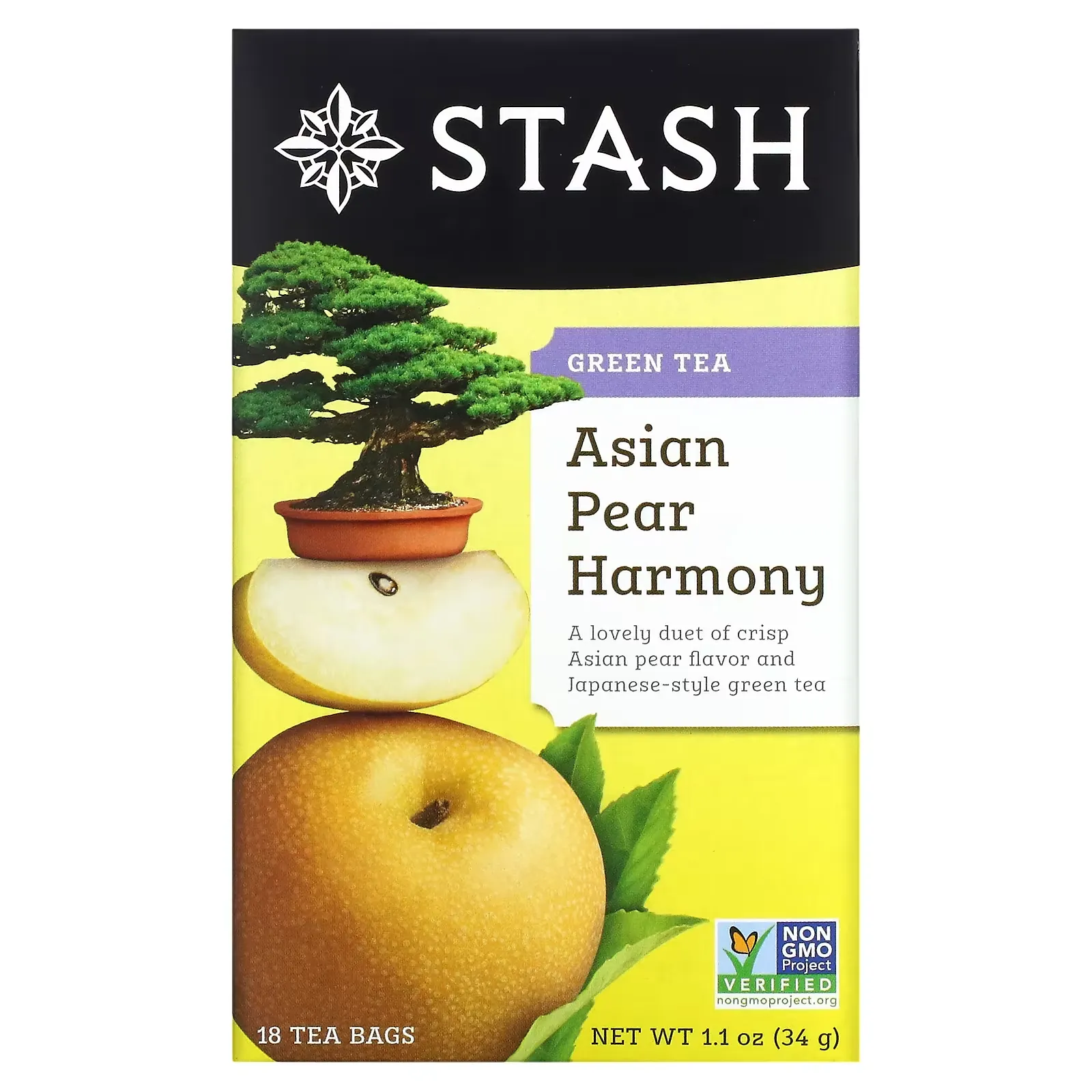 Green Tea, Asian Pear Harmony, 18 Tea Bags, 1.1 oz (34 g)