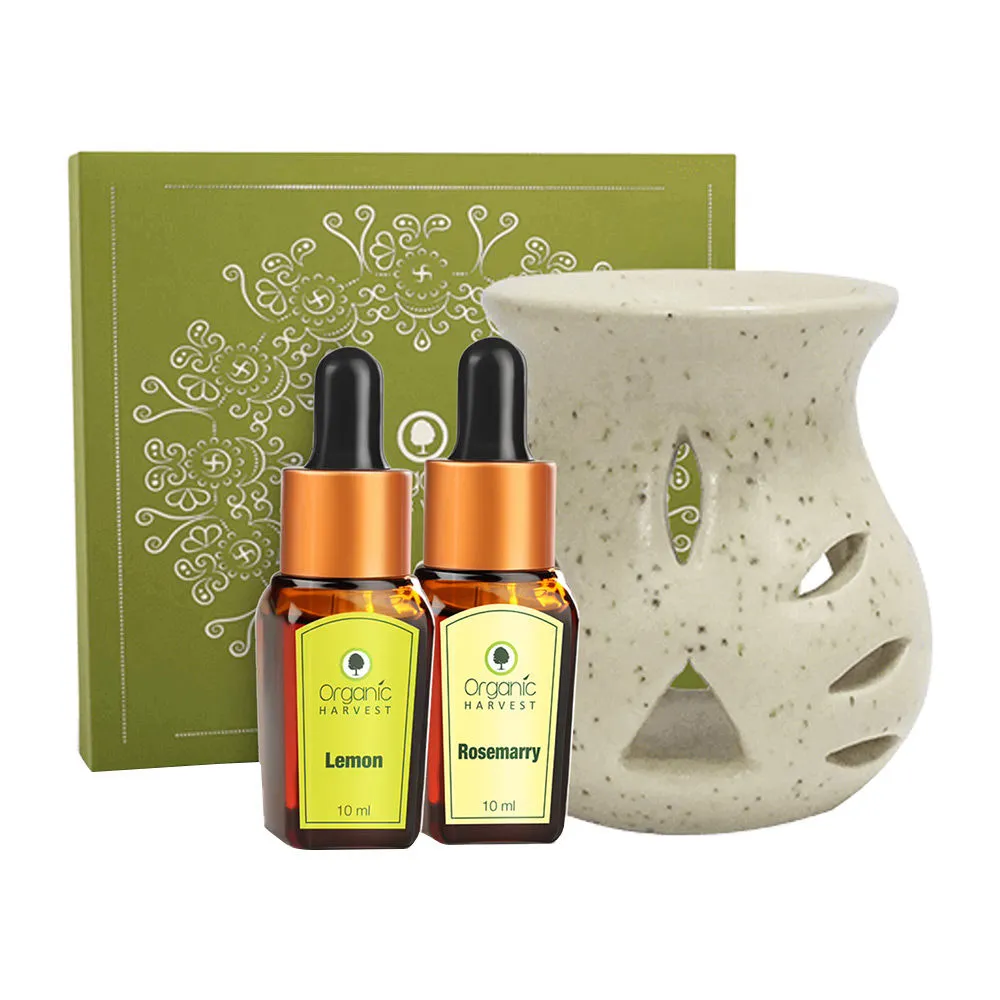 Organic Harvest Rosemary & Lemon Essential Oil With Diffuser Combo Gift Set