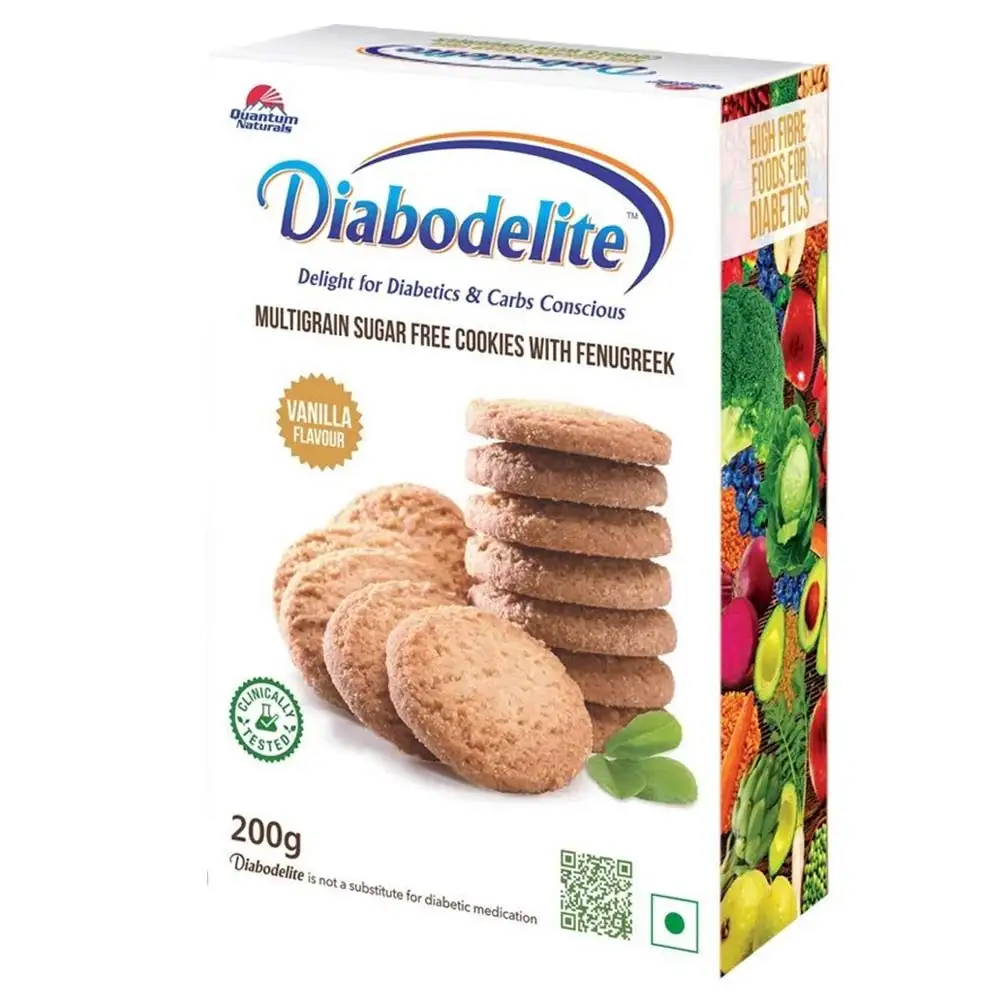 Quantum Naturals Diabodelite Cookies,  200 g  Vanilla