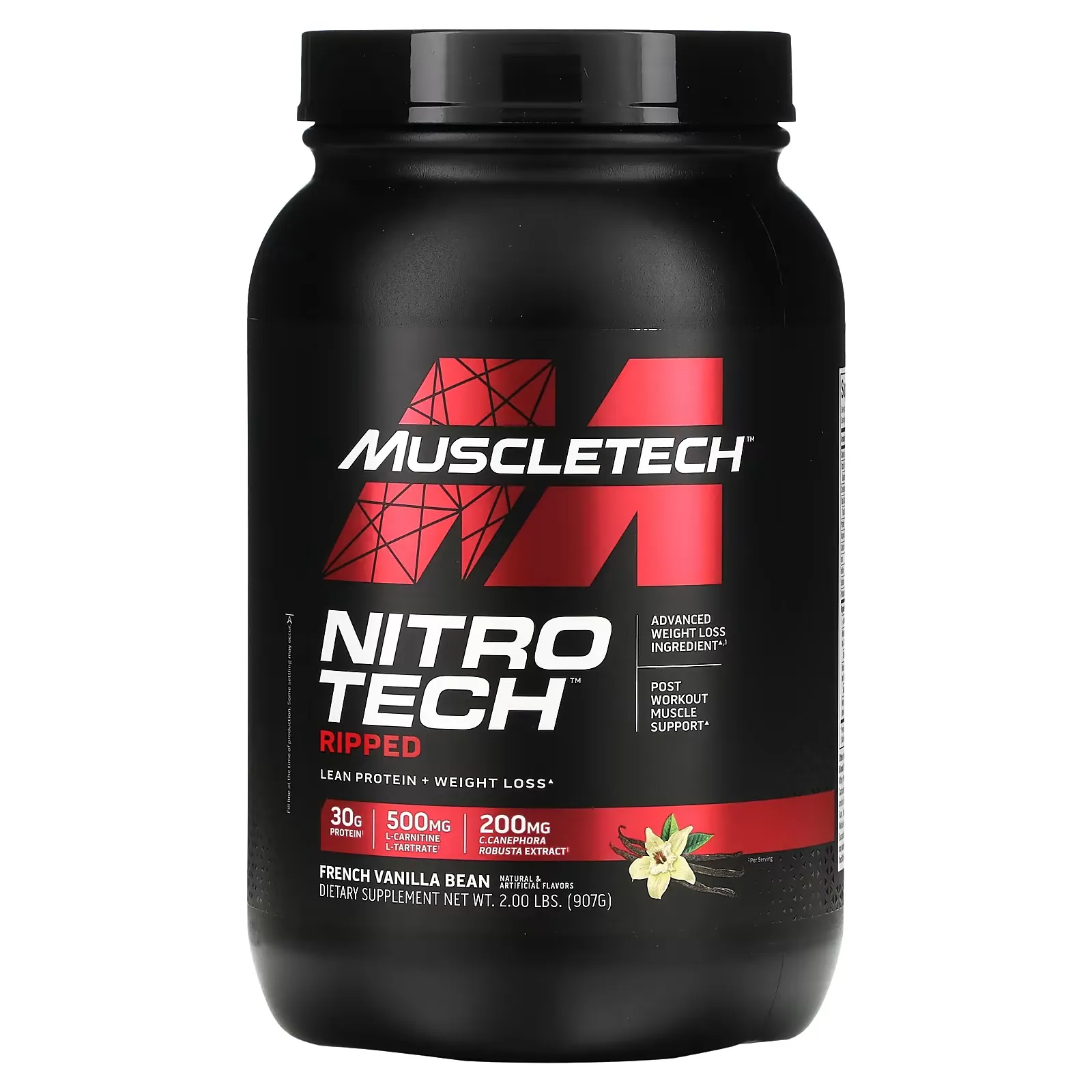 Nitro Tech Ripped, Lean Protein + Weight Loss, French Vanilla Bean, 2 lbs (907 g)