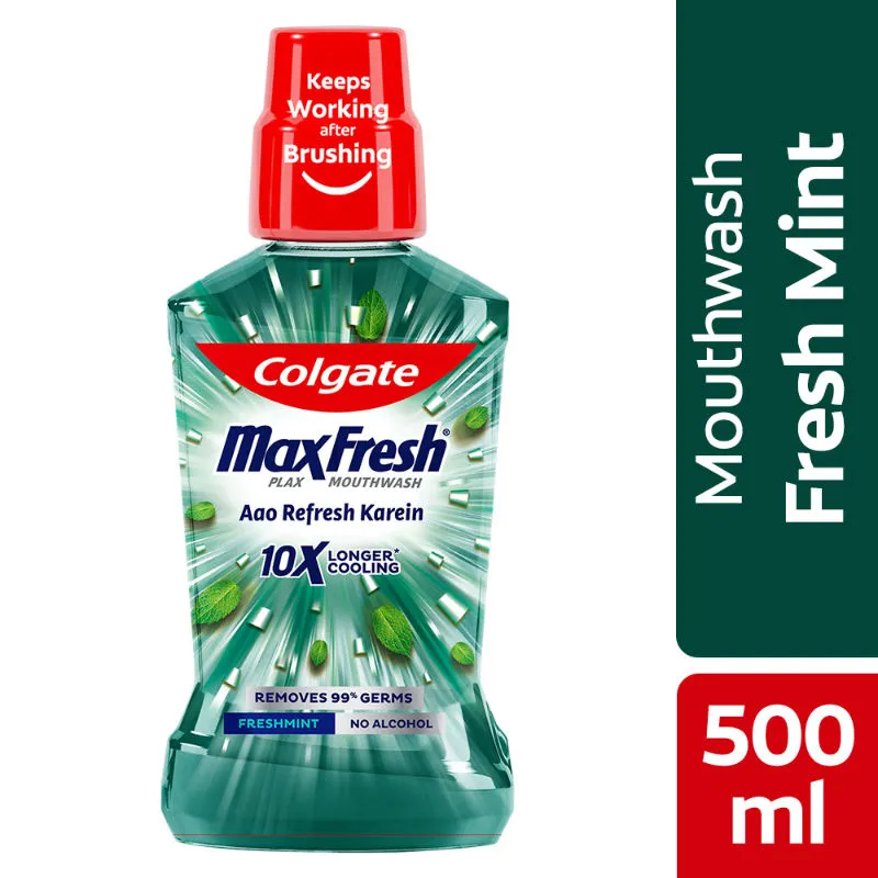 Colgate Maxfresh Plax Antibacterial Mouthwash, Fresh Mint