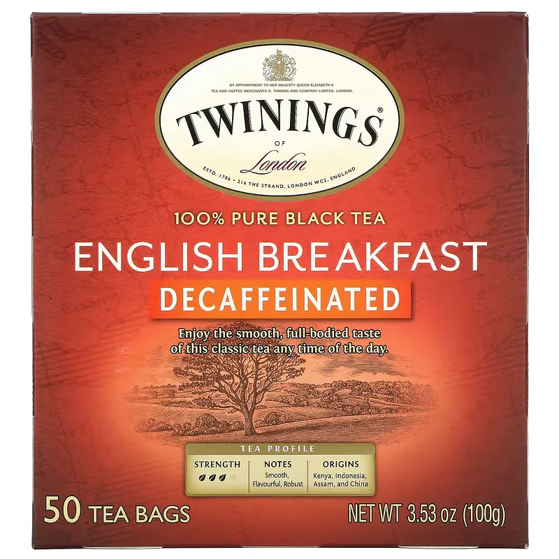 English Breakfast, Black Tea, Decaffeinated,  50 Tea Bags, 3.53 oz (100 g)