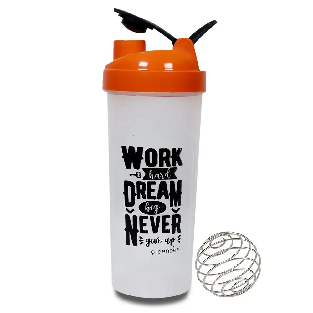 Greenbee Work Dream Never Protein Shaker,  Transparent with Orange Cap  700 ml