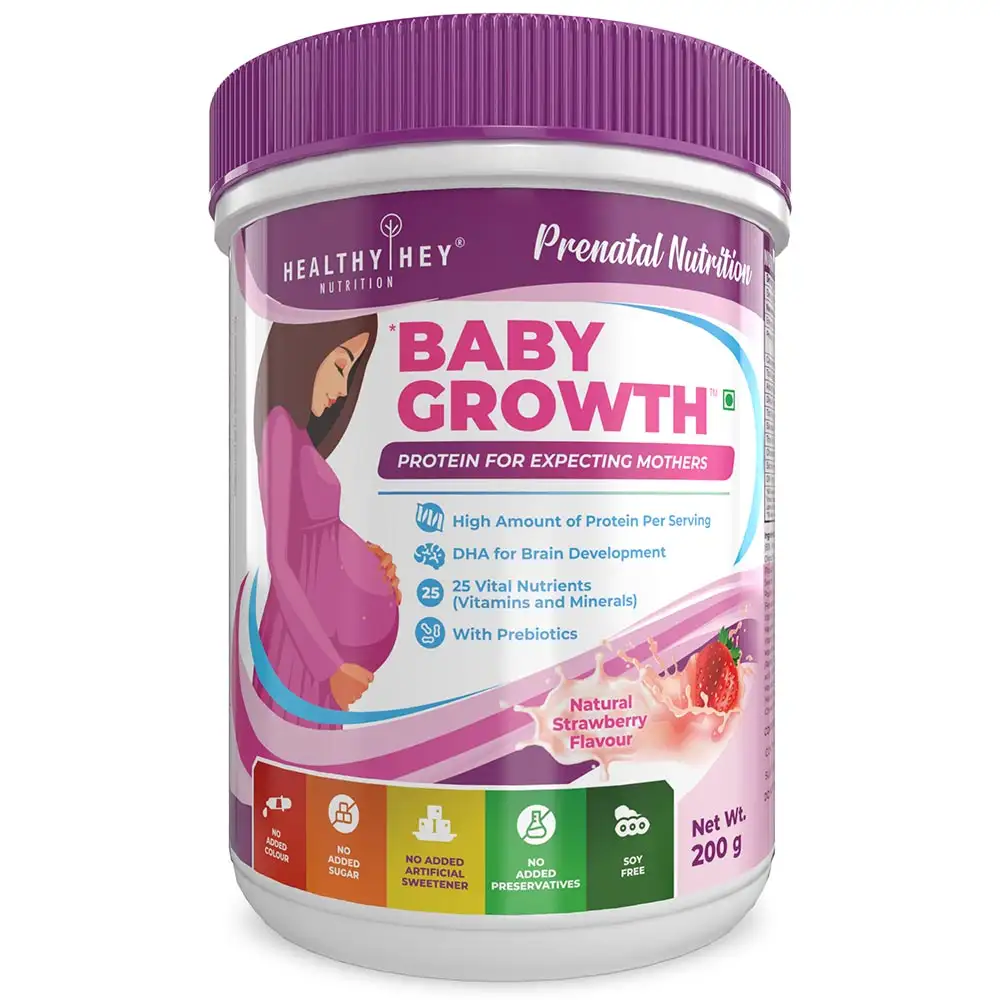 HealthyHey Nutrition Baby Growth Protein for Pregnant Women,  Natural Strawberry  200 g