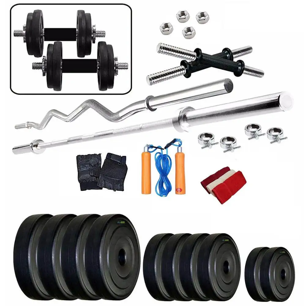 Body Maxx BM PVC 50 Kg Combo 14 Home Gym And Fitness Kit 4 Rods