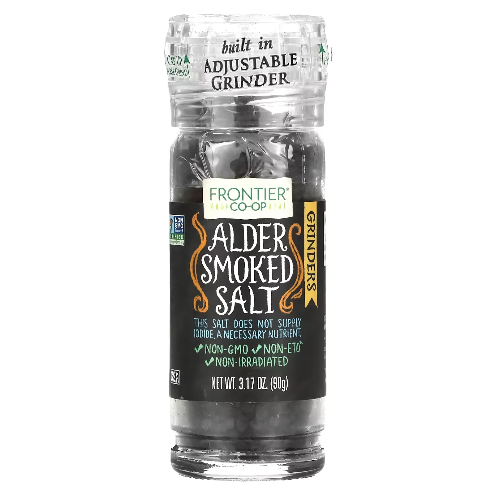 Alder Smoked Salt with Grinder, 3.17 oz (90 g)