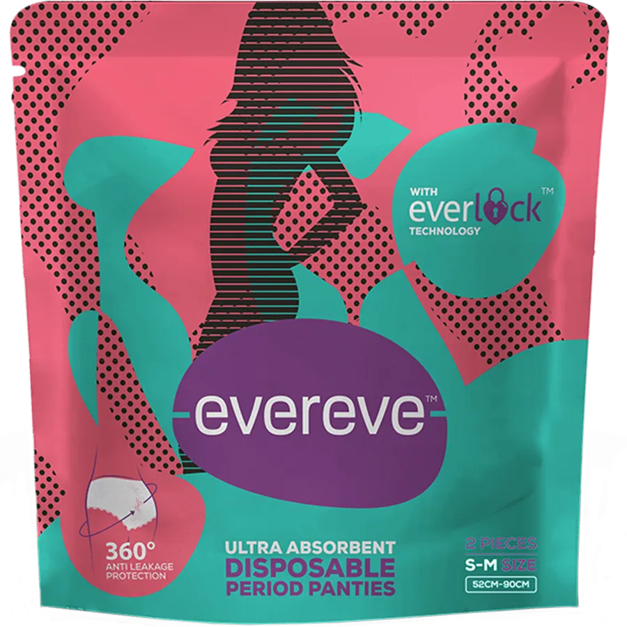 EverEve Ultra Absorbent Disposable Period Panties For Sanitary Protection, S-M (2 Pcs)