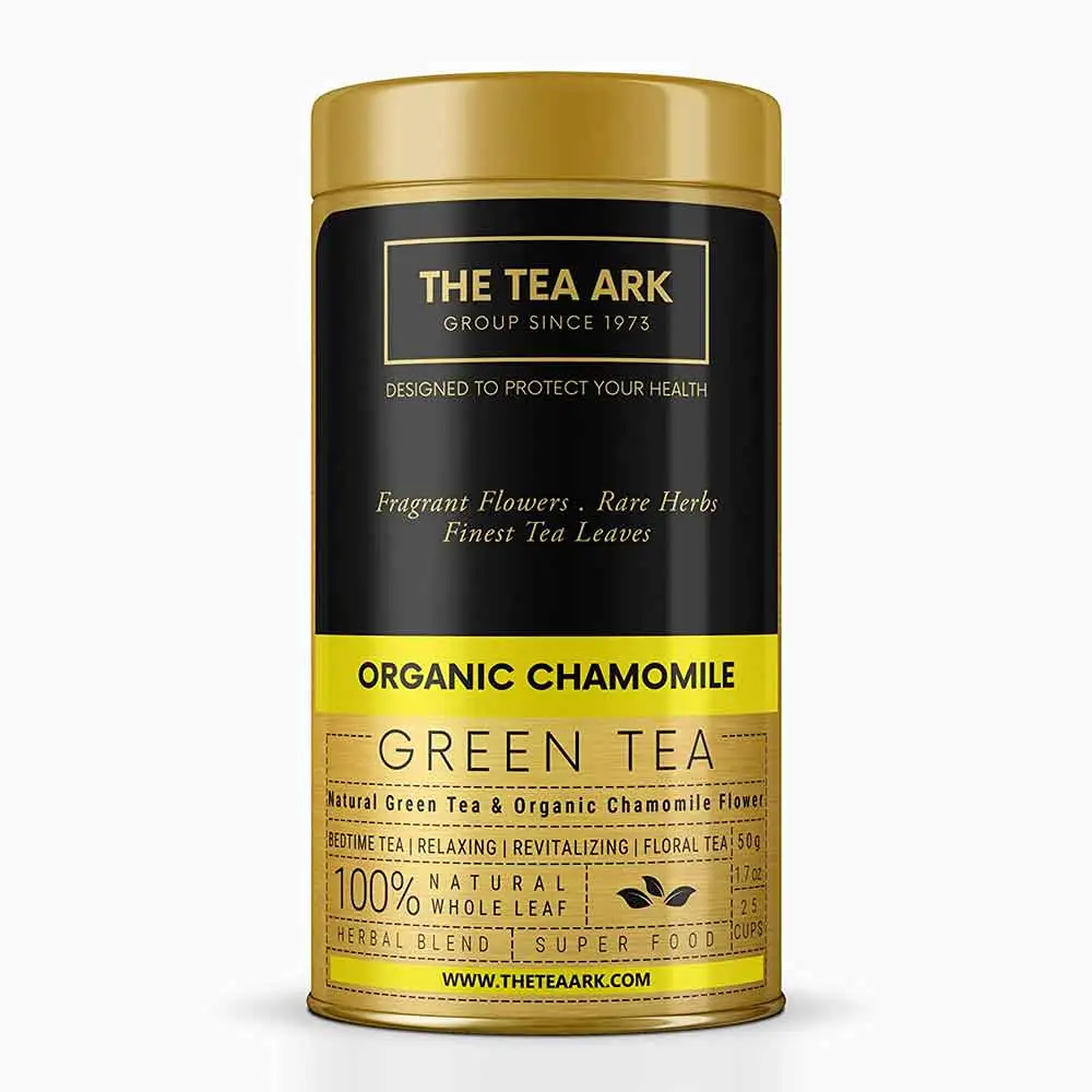 The Tea Ark Organic Chamomile Green Tea,  50 g  100% Natural - Tin