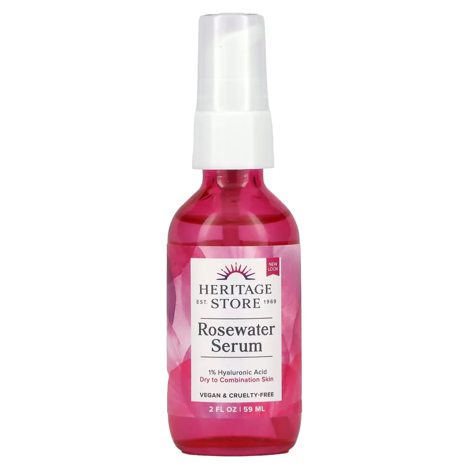 Rosewater Serum with 1% HA, Dry to Combination Skin, 2 fl oz (59 ml)