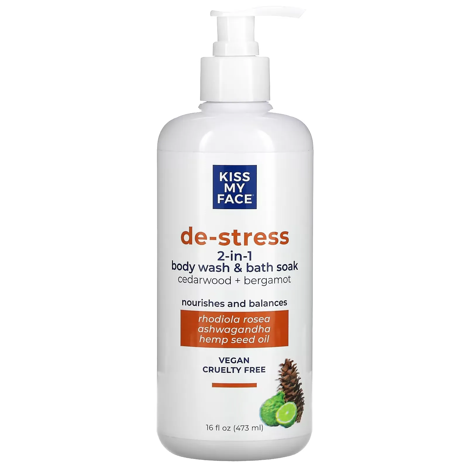 De-Stress, 2-In 1 Body Wash & Bath Soak, Cedarwood + Bergamot, 16 fl oz (473 ml)