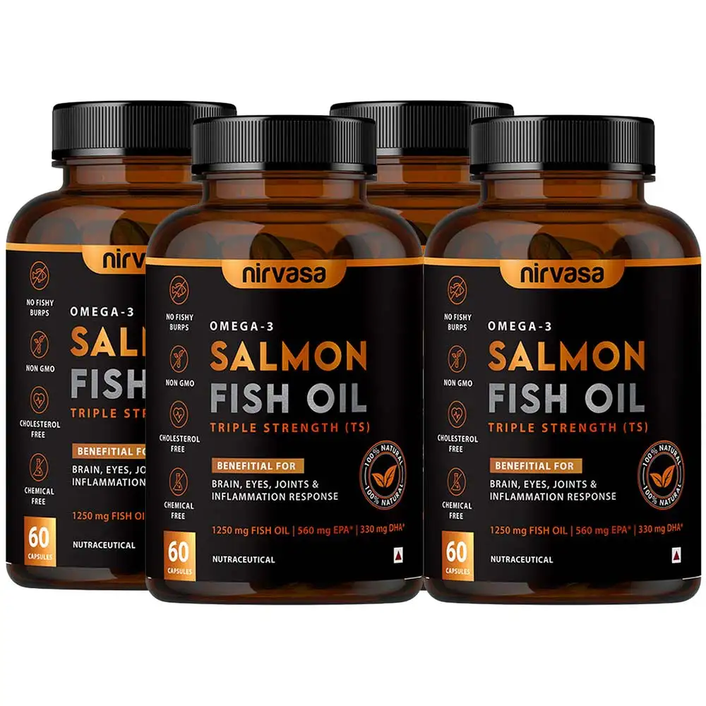 Nirvasa Salmon Fish Oil Triple Strength (Pack of 4),  60 capsules