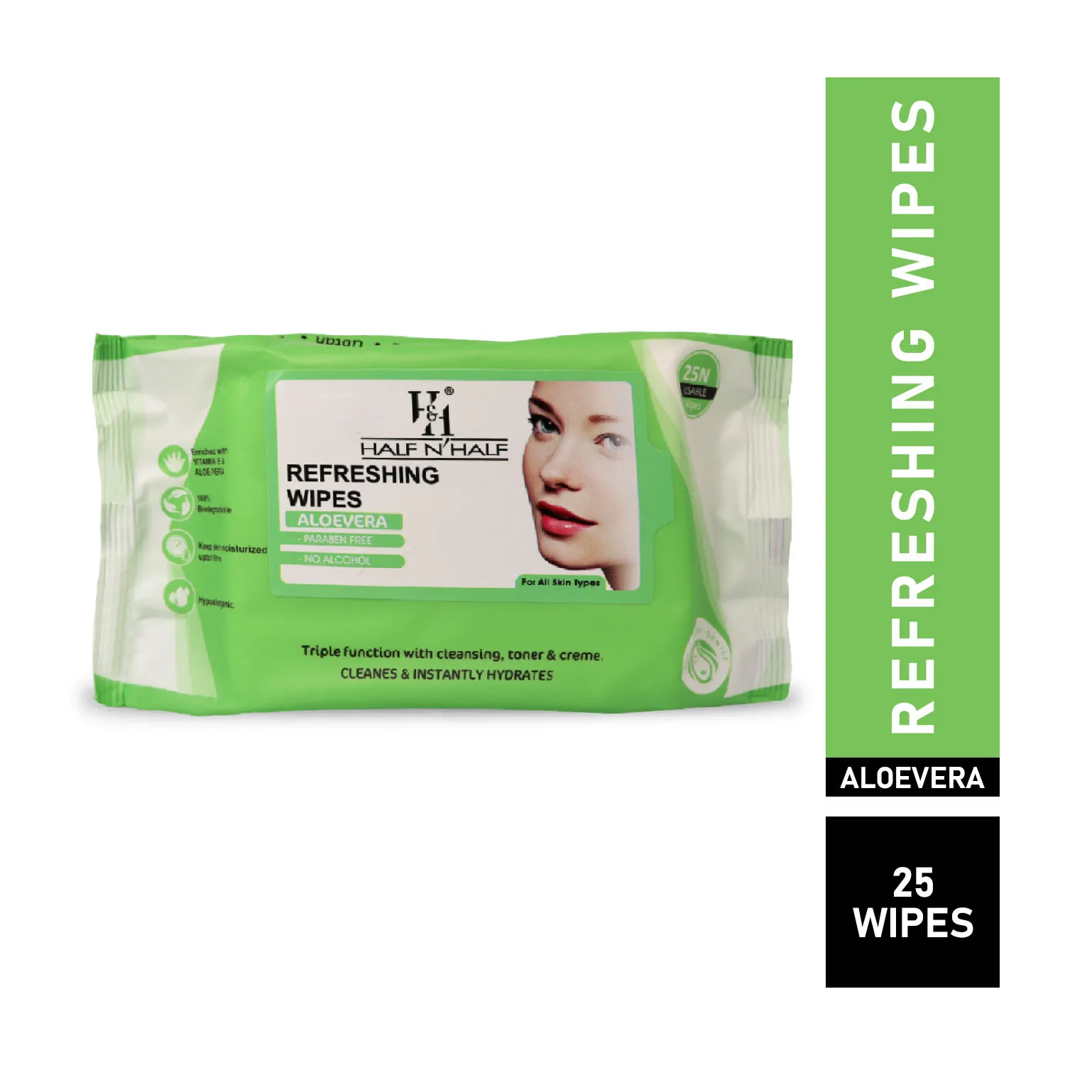 Half N Half Refreshing Wipes - E-28-Aloevera