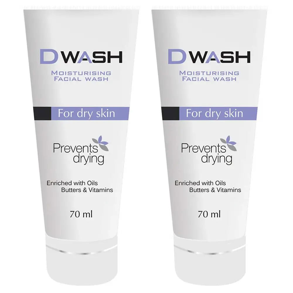 Dwash Moisturising Facial Wash,  70 ml  for Dry Skin (Pack of 2)