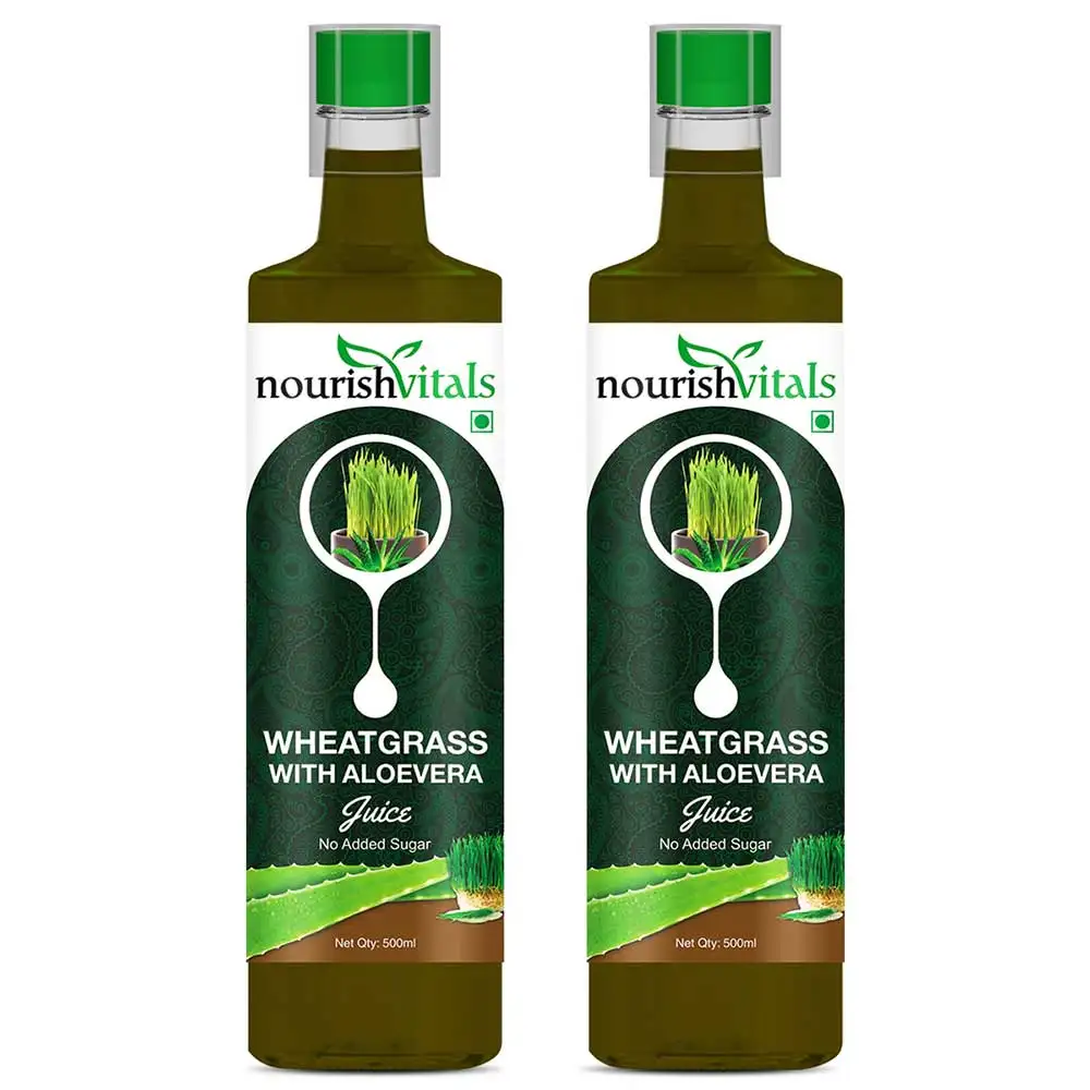 NourishVitals WheatGrass & Aloevera Juice,  Unflavoured (Pack of 2)  0.5 L