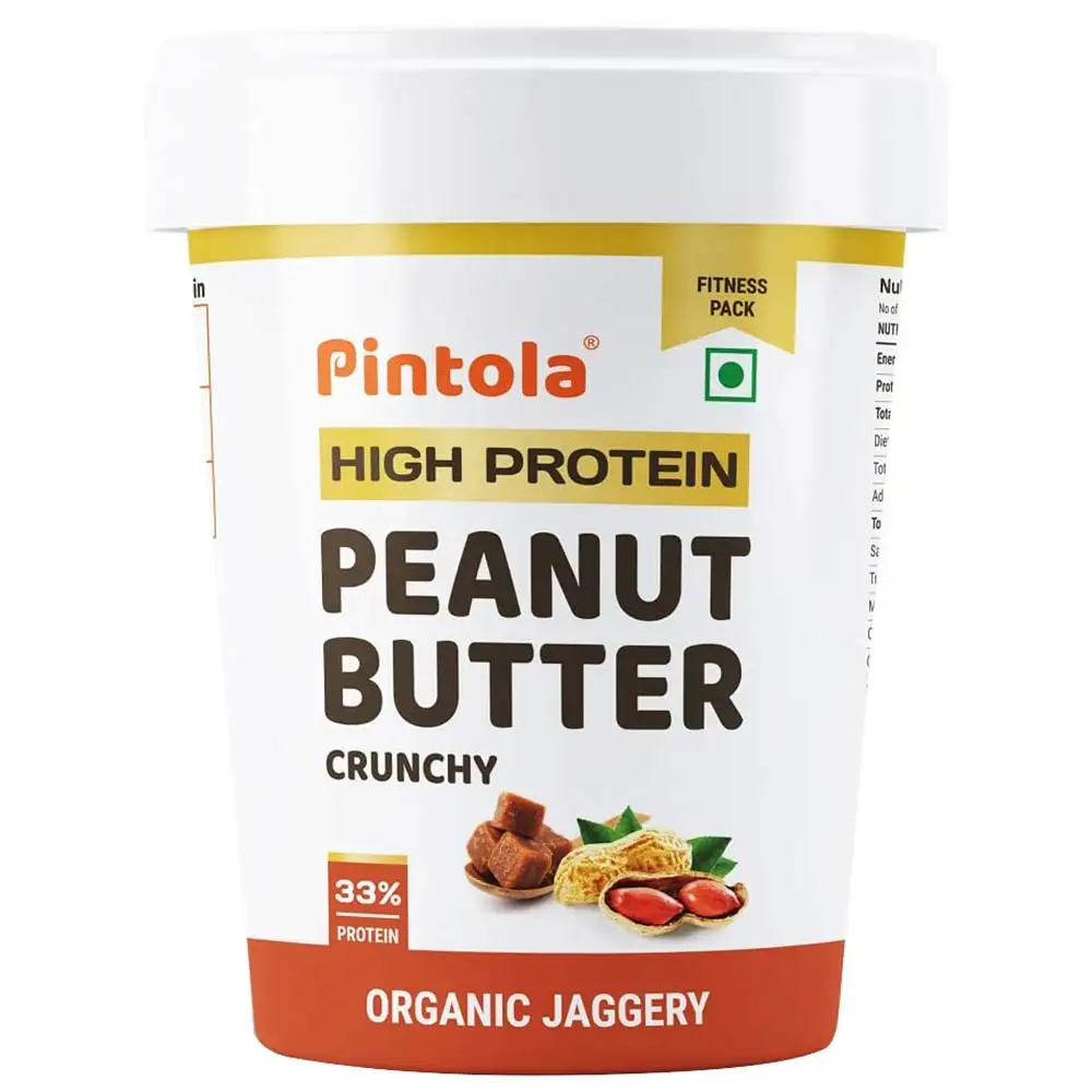 Pintola High Protein Peanut Butter,  1 kg  Organic Jaggery Crunchy