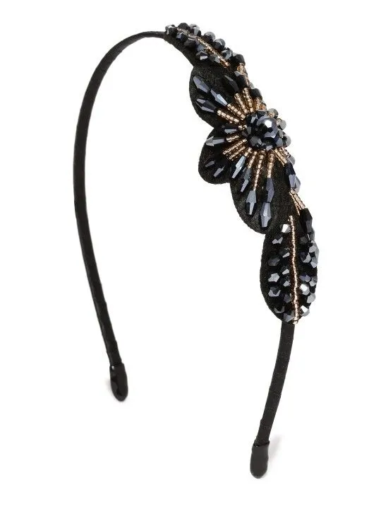 Toniq Black Floral Beaded Hairband