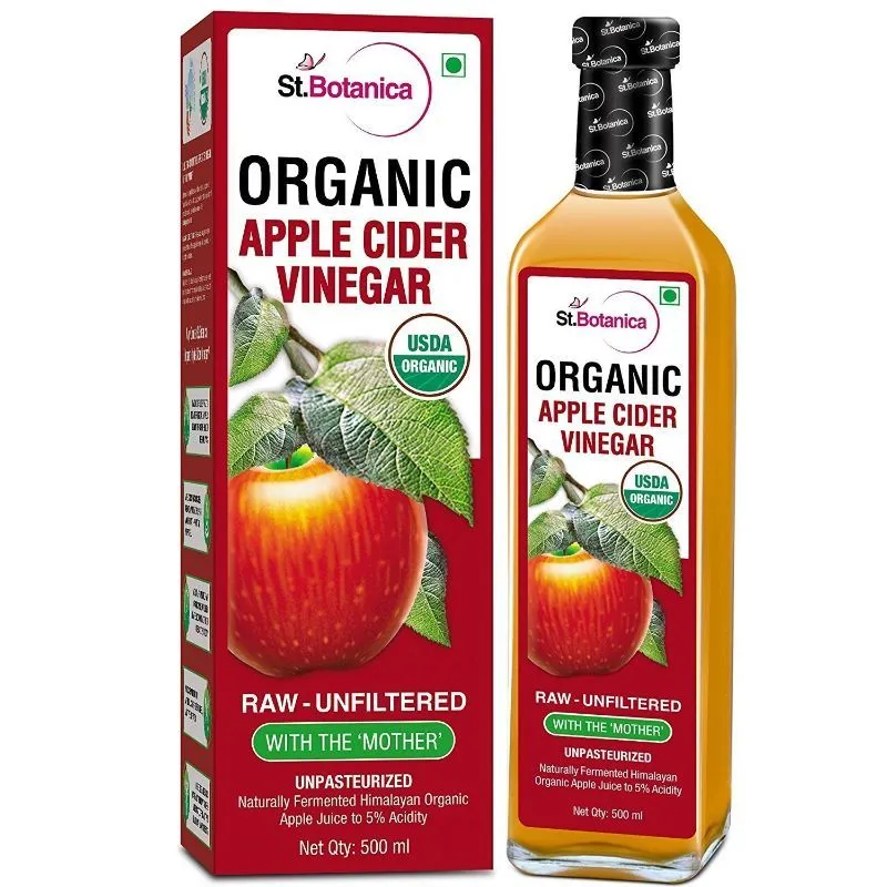 St.Botanica USDA Organic Apple Cider Vinegar With The Mother - Raw, Unfiltered (Glass Bottle)