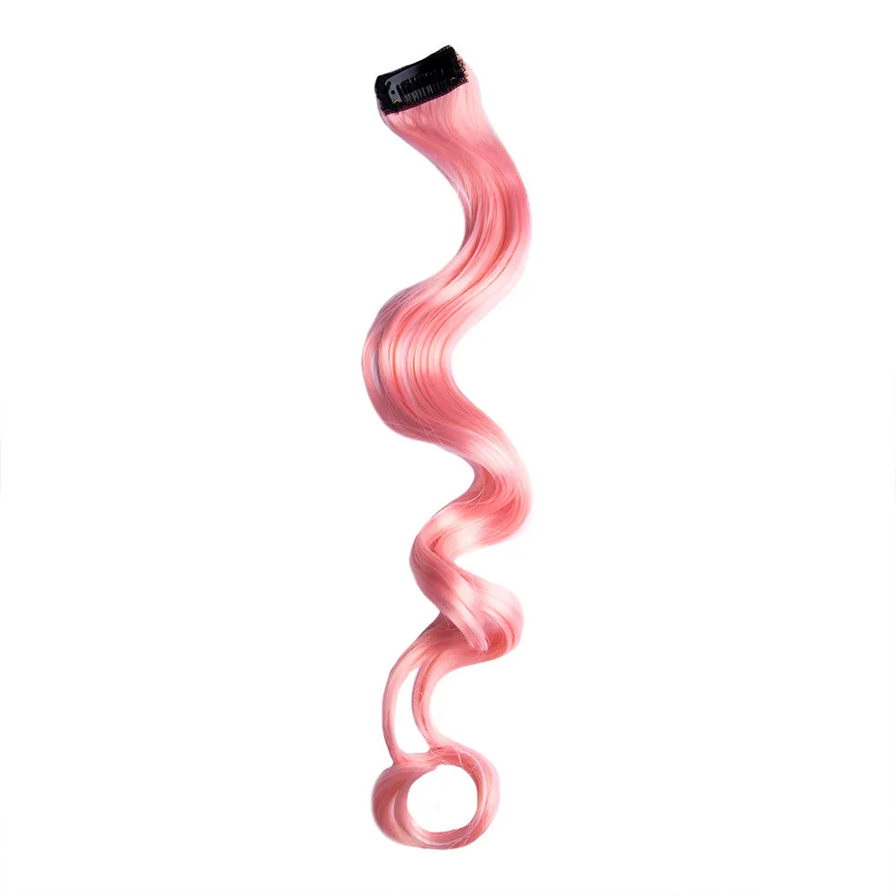 Streak Street Flamingo Pink Curly Clip-On Strands