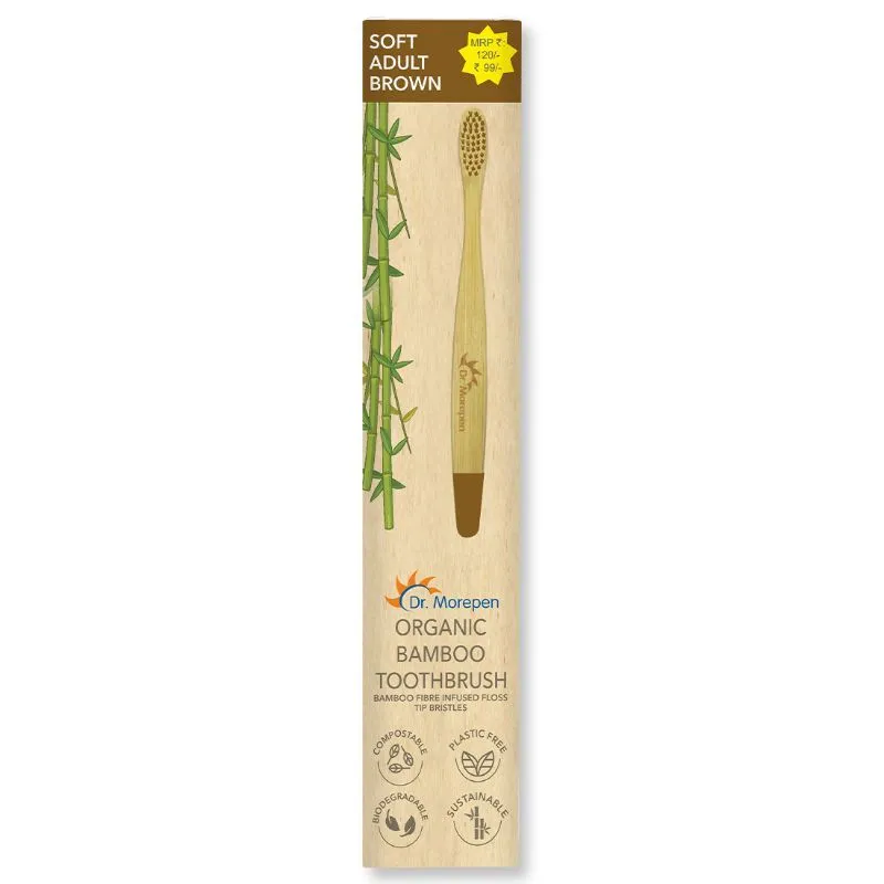 Dr. Morepen Organic Bamboo Toothbrush For Adults - Brown