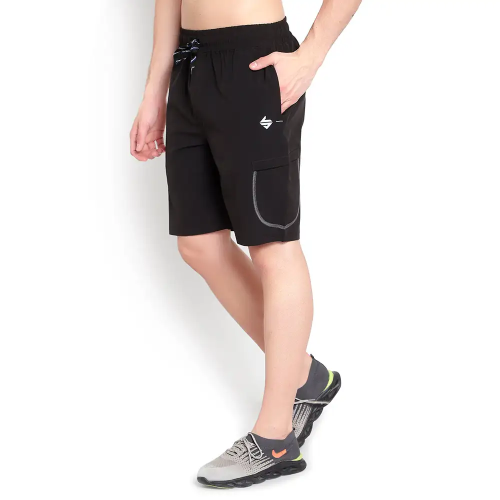 John Ally Dry-Fit Gym Workout Shorts with Zipper Pockets & Flap Pockets,  XL  Jet Black