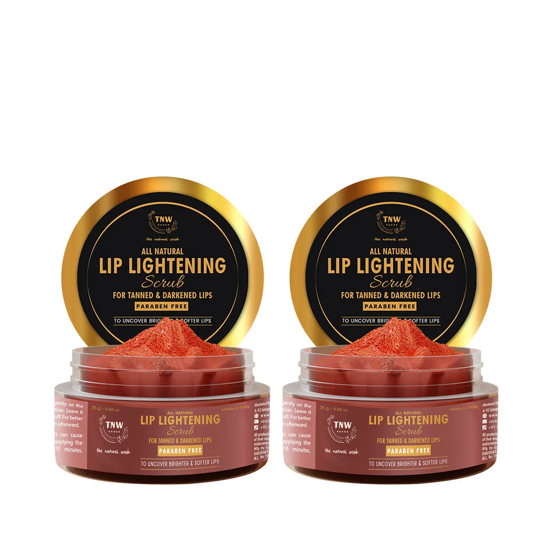 TNW The Natural Wash Lip Lightening Scrub for Tanned and Darkened Lips with Brown Sugar Pack of 2