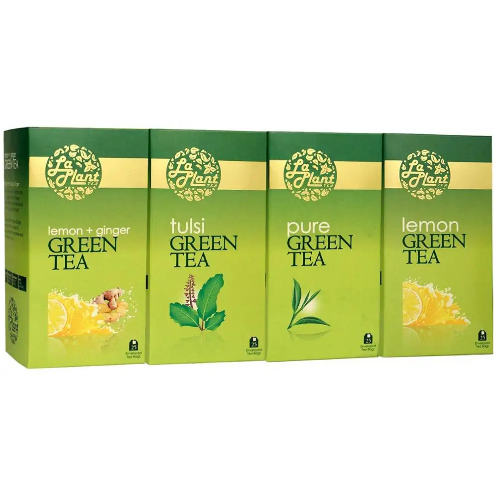 Laplant Green Tea Pack,  100 Piece(s)/Pack  Combo 3 (Pure, Lemon, Tulsi & Lemon-Ginger)