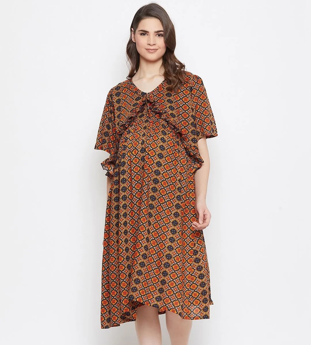 The Kaftan Company Multicolor Printed Maternity Nigthdress