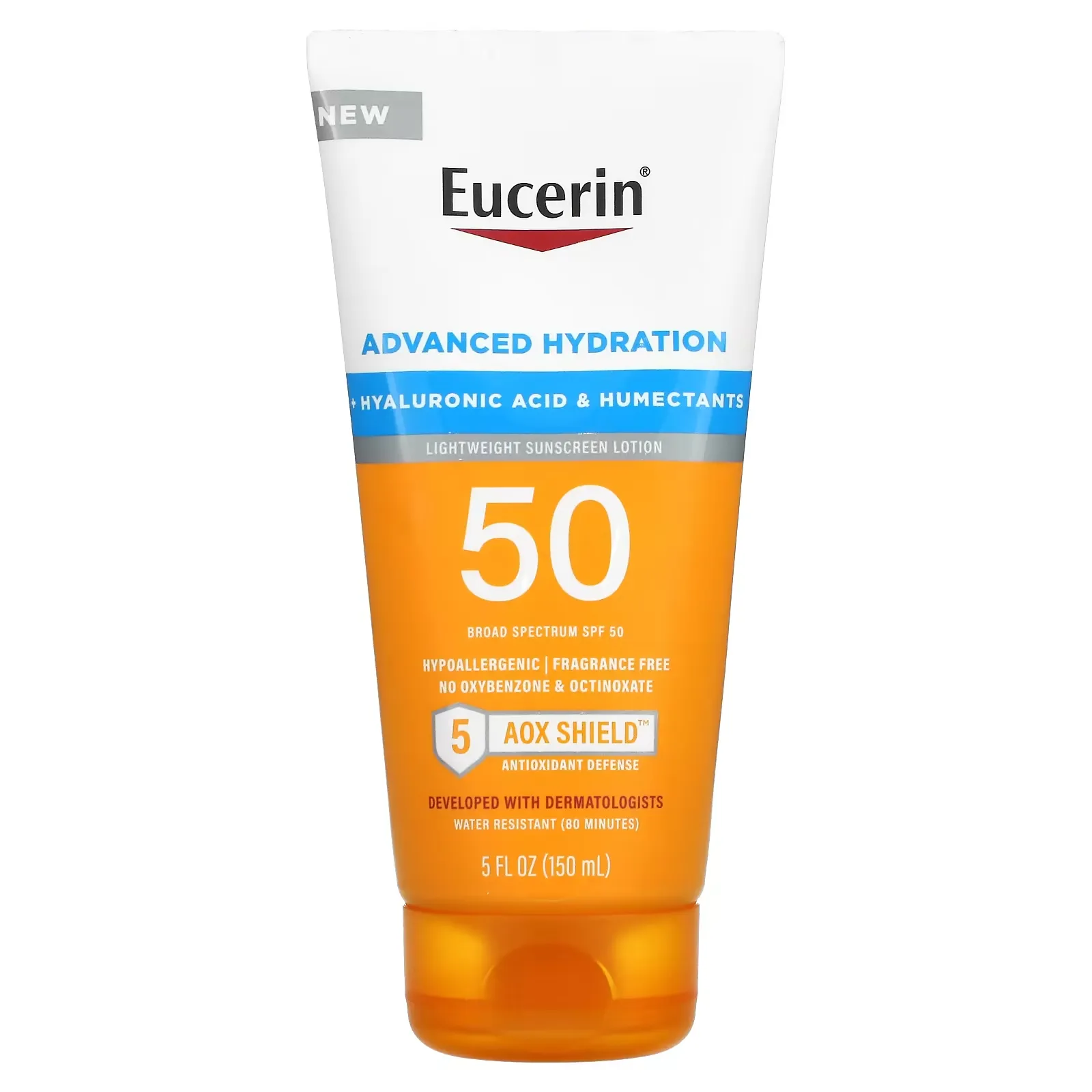 Advanced Hydration, Lightweight Sunscreen Lotion, SPF 50, Fragrance Free, 5 fl oz (150 ml)