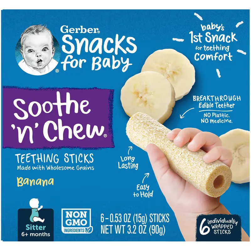 Soothe 'N' Chew, Teething Sticks, 6+ Months, Banana, 6 Individually Wrapped Sticks, 0.53 oz (15 g) Each