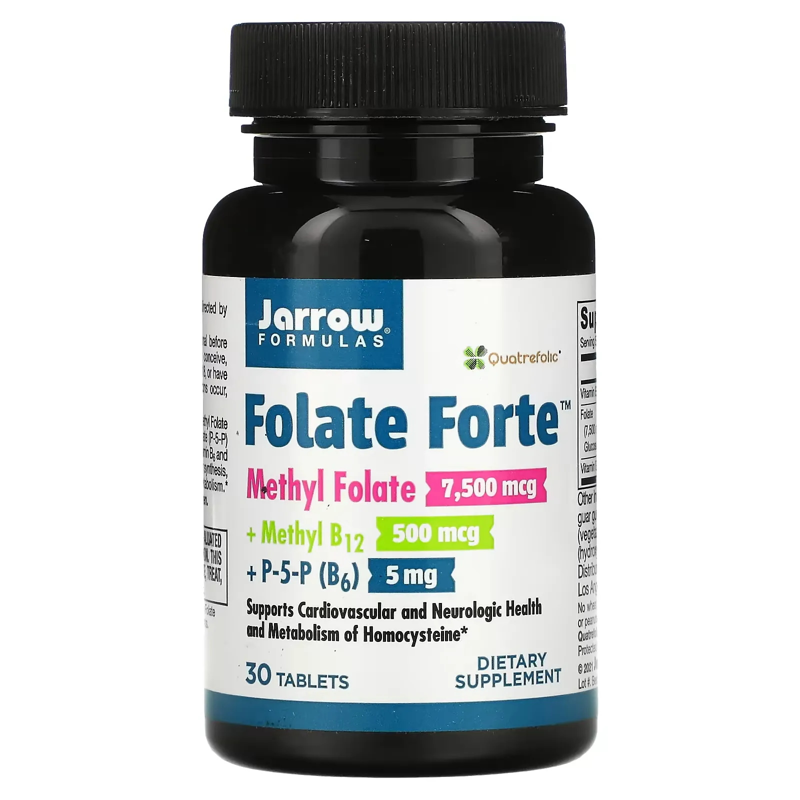 Folate Forte, Methyl Folate + Methyl B12 + P-5-P, 30 Tablets