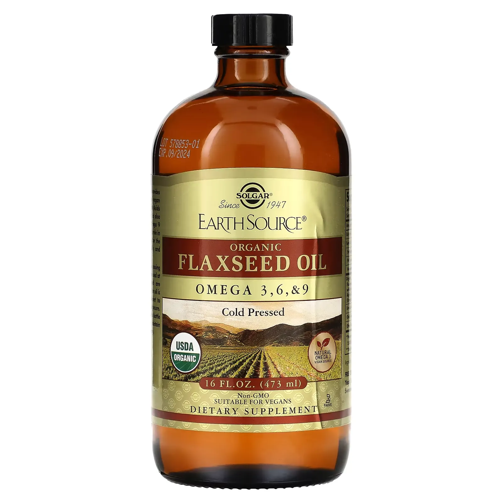 Earth Source, Organic Flaxseed Oil, 16 fl oz (473 ml)