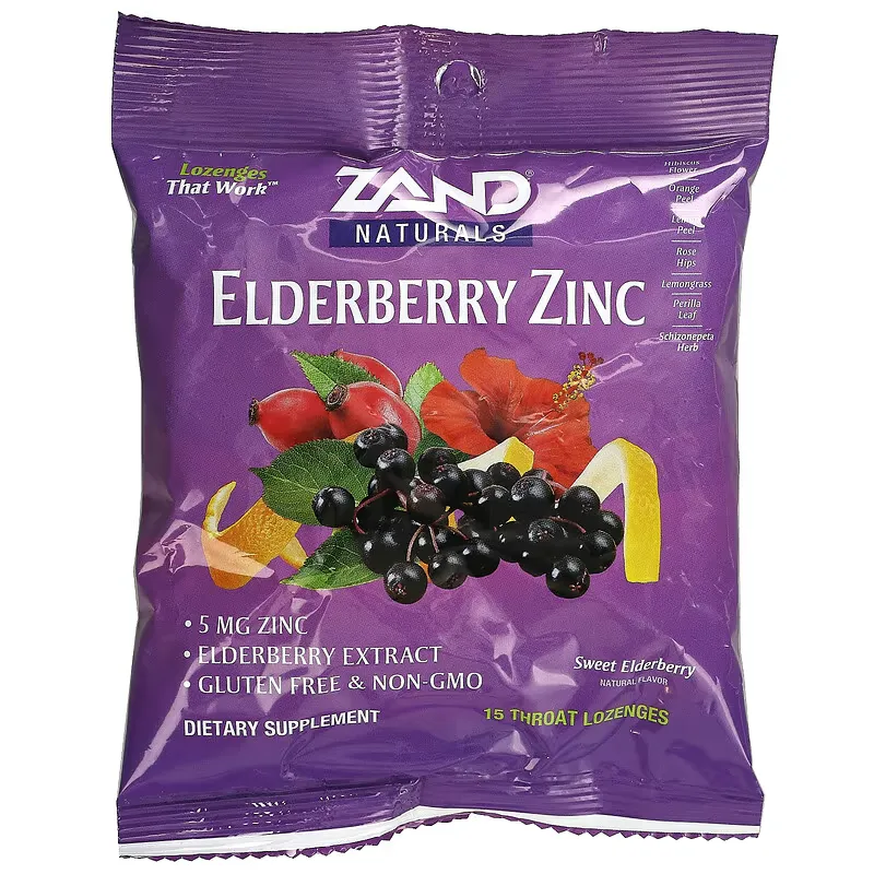 Elderberry Zinc, Sweet Elderberry, 15 Throat Lozenges