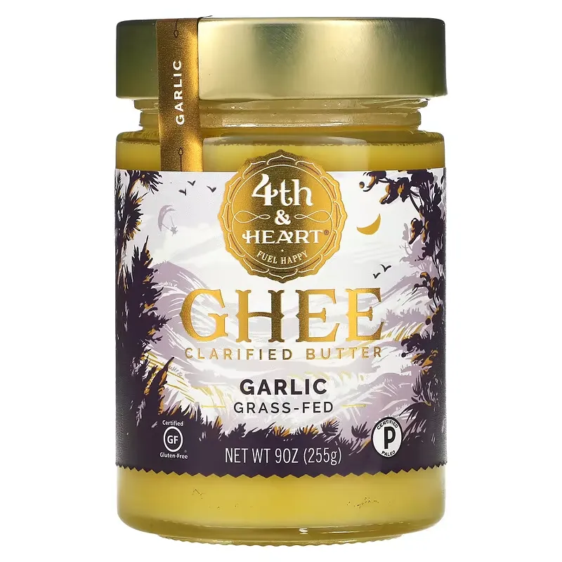 Ghee Clarified Butter, Grass-Fed, Garlic, 9 oz (255 g)