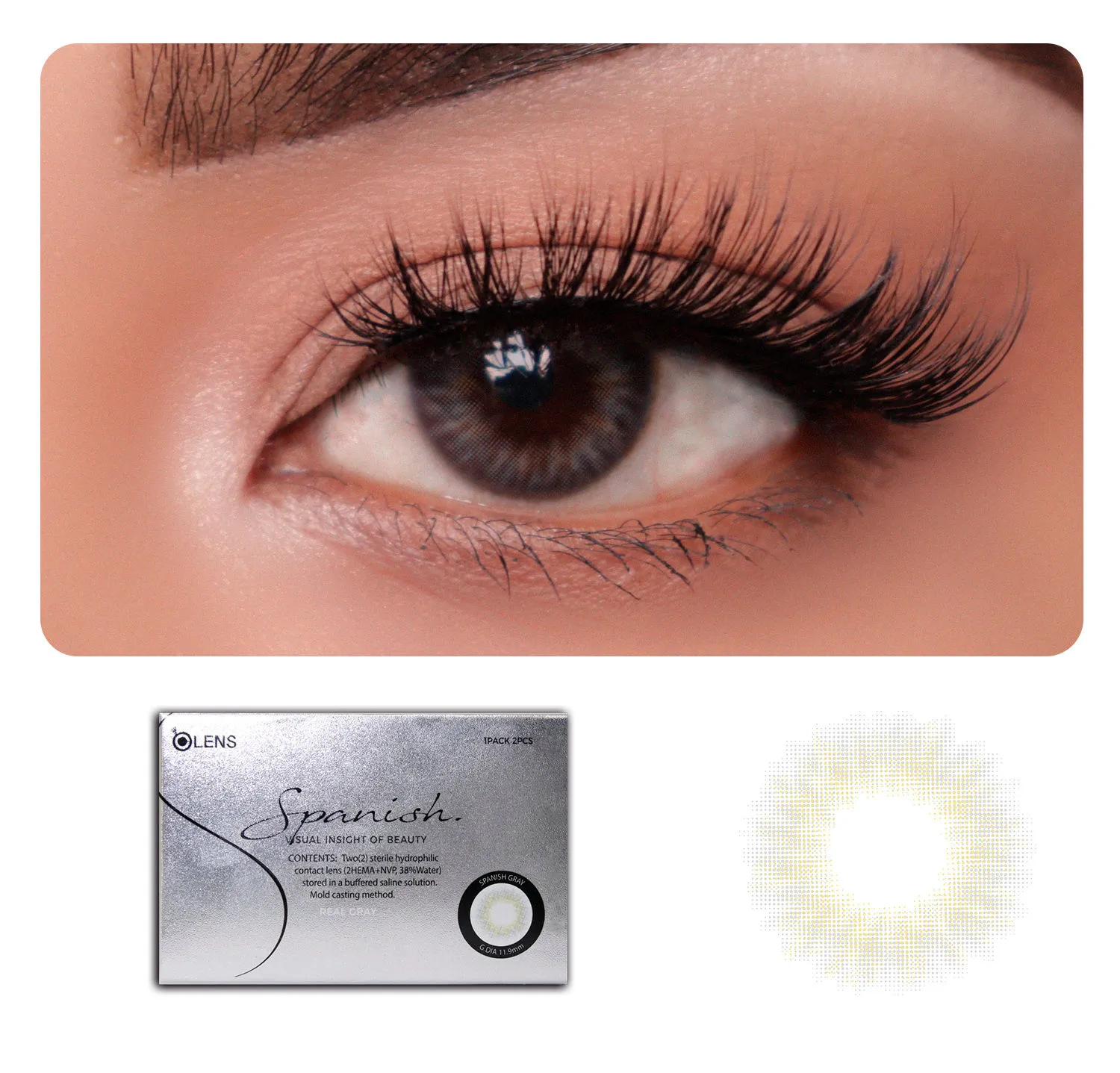 O-Lens Spanish Real Monthly Coloured Contact Lenses - Gray (0.00)