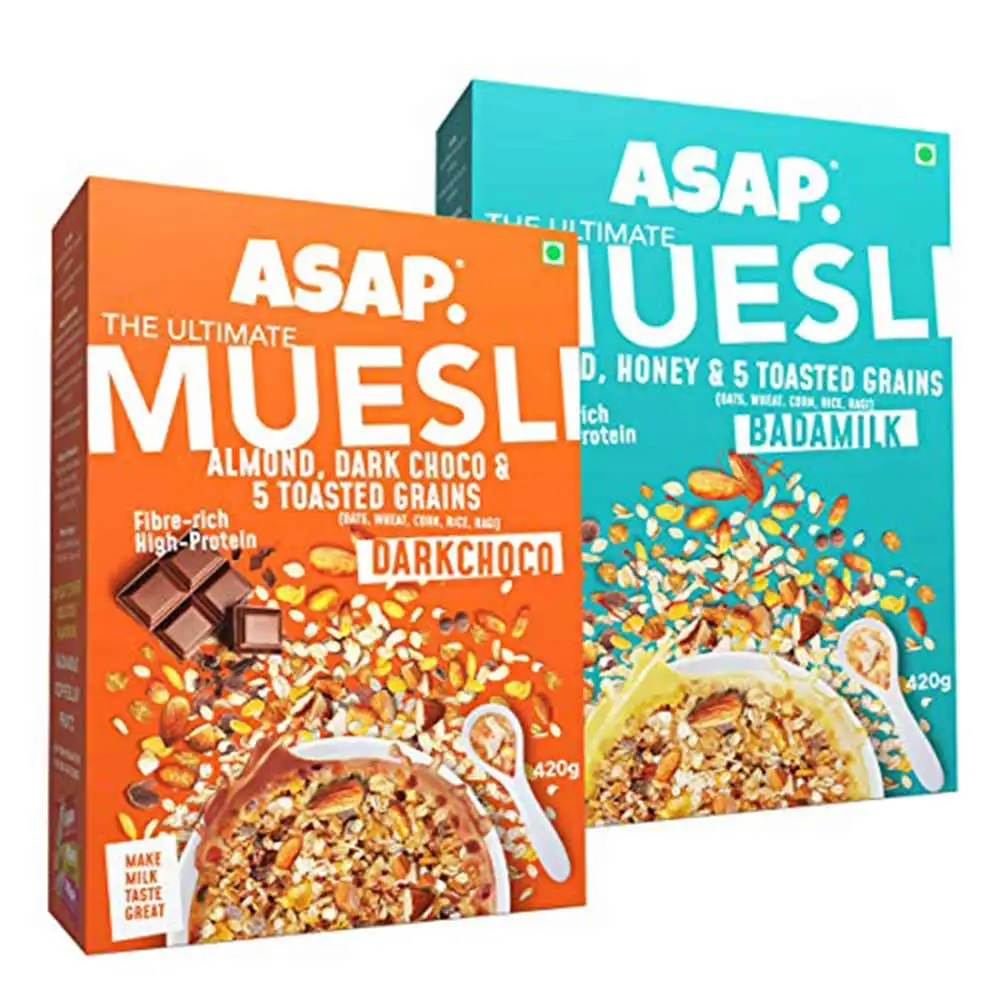 ASAP Ultimate Breakfast Multigrain Muesli,  2 Piece(s)/Pack  DARK CHOCO + BADAMILK