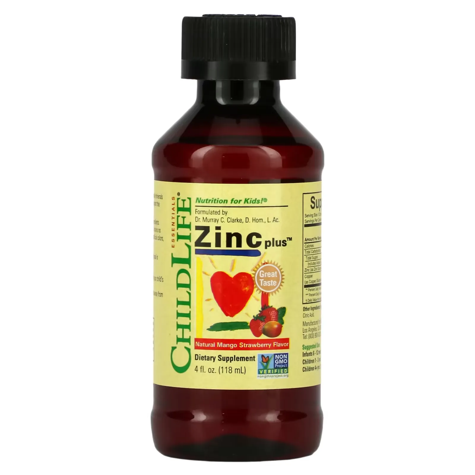 Essentials, Zinc Plus, Natural Mango Strawberry , 4 fl oz (118 ml)