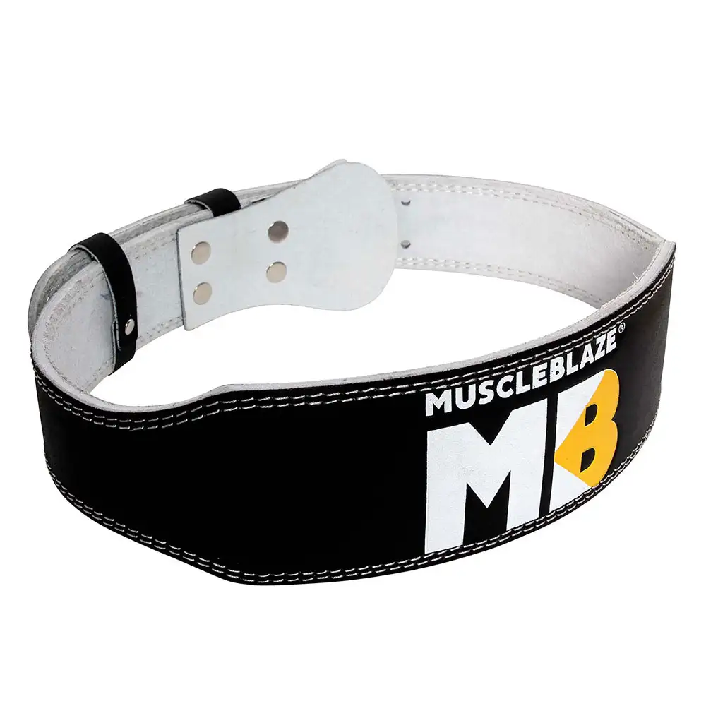 MuscleBlaze Weightlifting Leather Belt,  Black  4 Inch XL