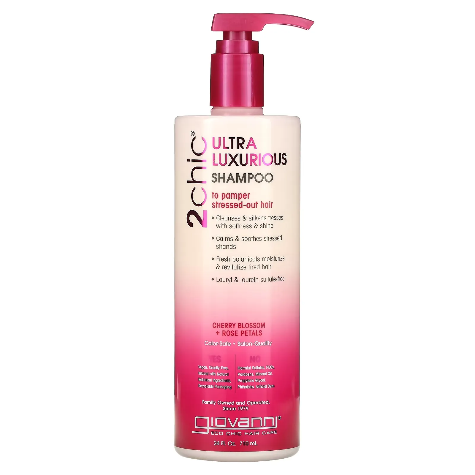 2chic, Ultra-Luxurious Shampoo, To Pamper Stressed-Out Hair, Cherry Blossom + Rose Petals, 24 fl oz (710 ml)