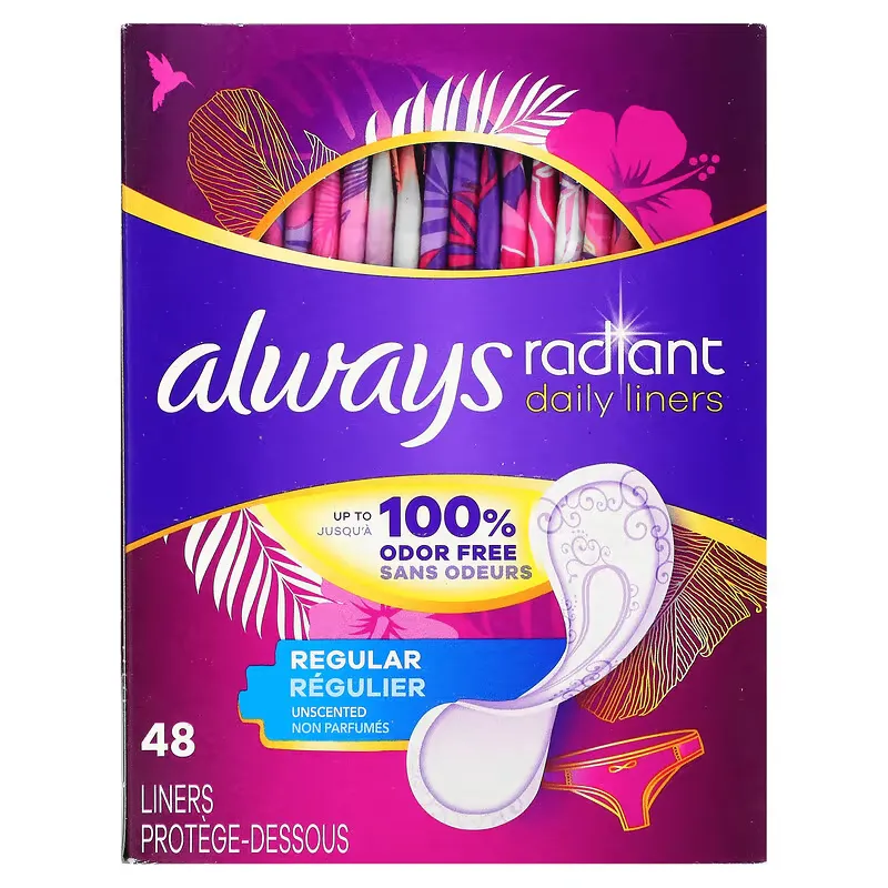 Radiant Daily Liners, Regular, Unscented, 48 Liners