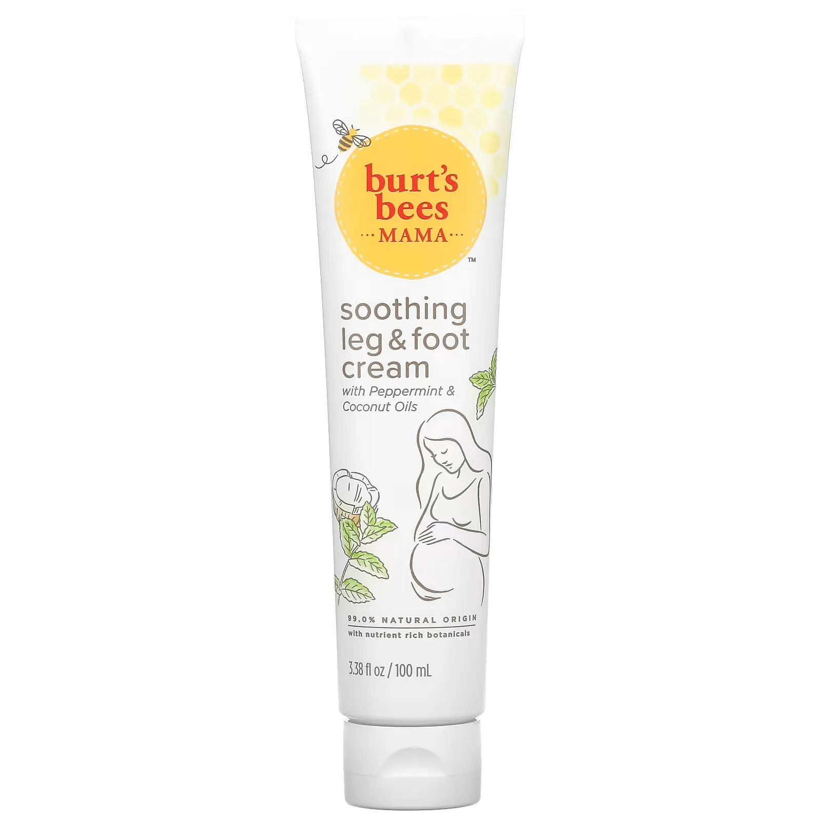 Mama, Soothing Leg & Foot Cream with Peppermint Oil & Coconut Oils, 3.38 fl oz (100 ml)