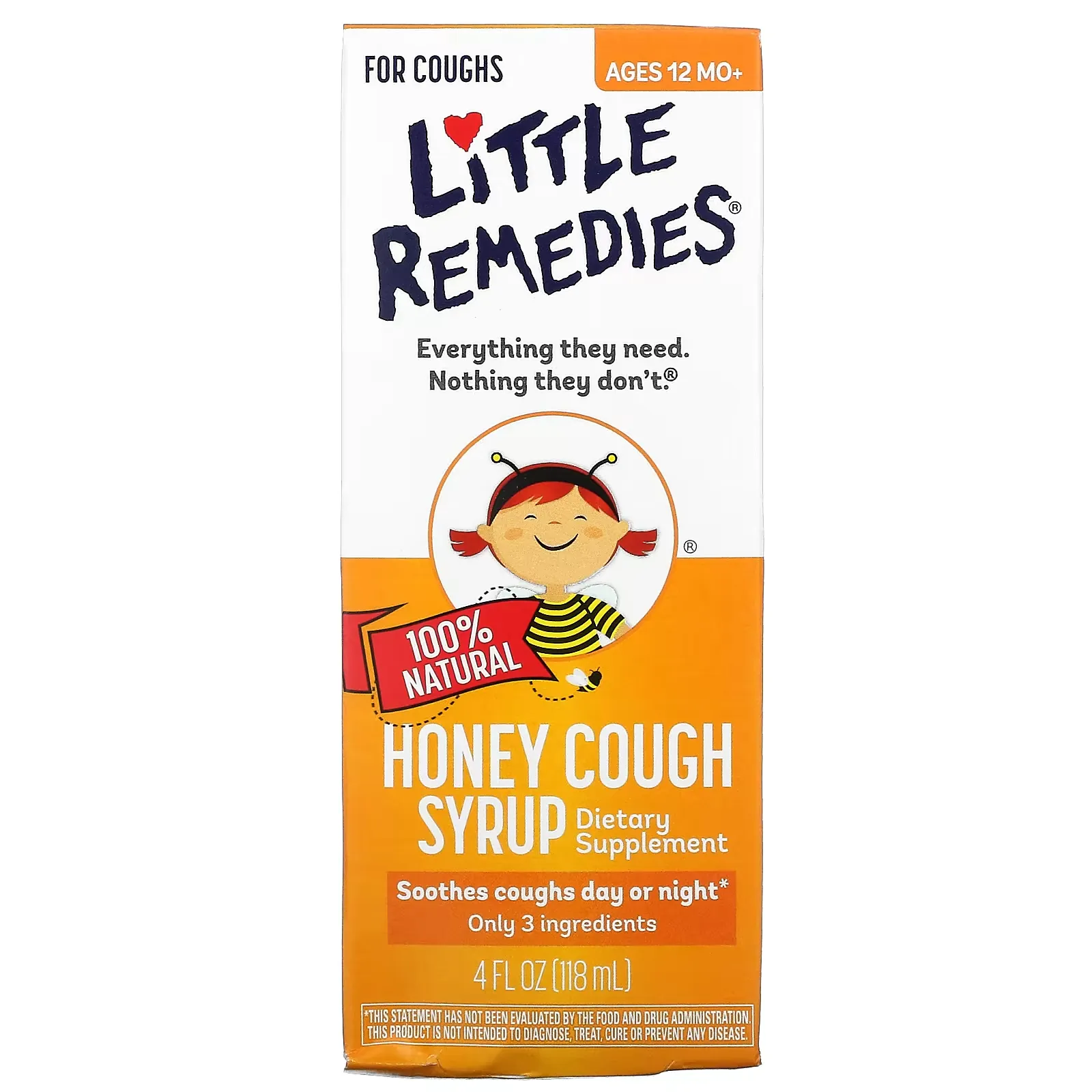 100% Natural Honey Cough Syrup, Ages 12 Month+, 4 fl oz (118 ml)