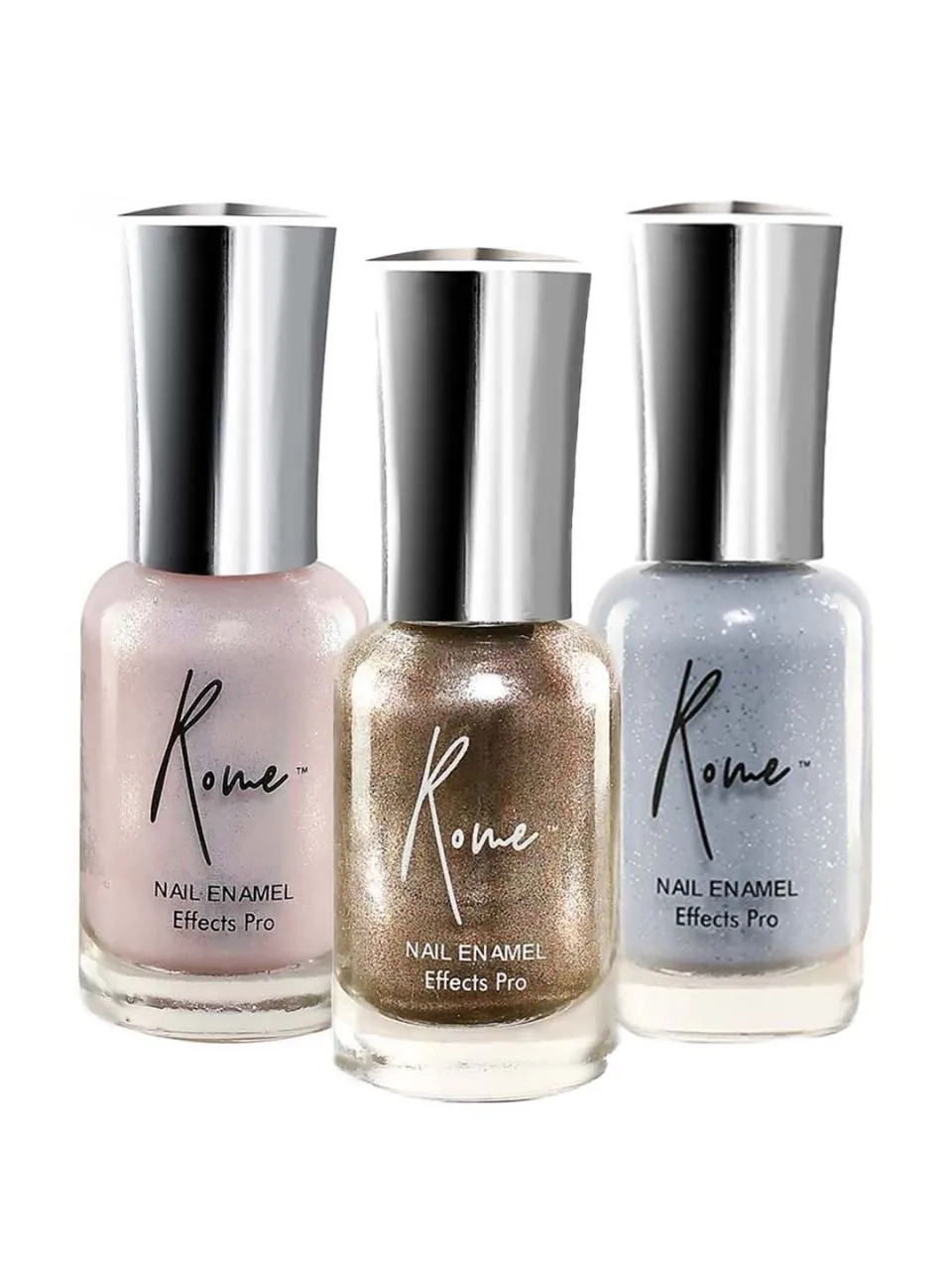 Rome Effects Pro Nail Enamel Set Of 3 (Rose Water Effects+ Silver Blue Effects+ Copper Dust Effects)