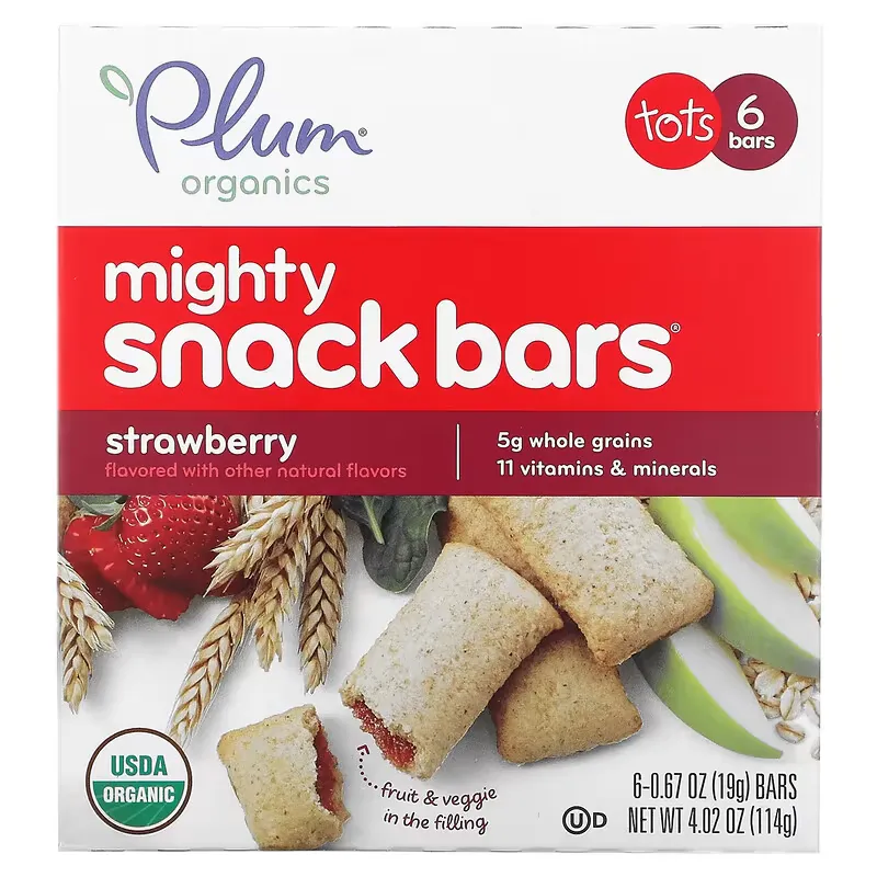 Mighty Snack Bars, Tots, Strawberry, 6 Bars, 0.67 oz (19 g) Each